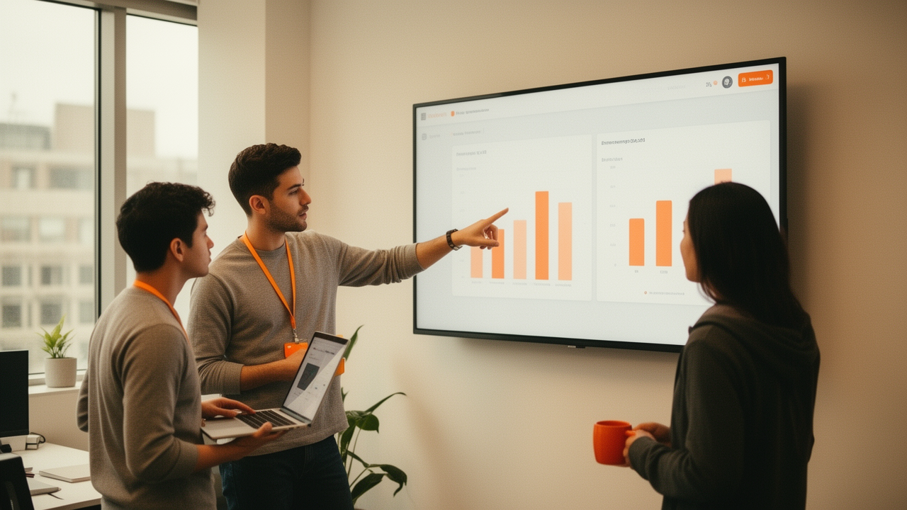 Marketing and SEO team reviewing AI visibility analytics